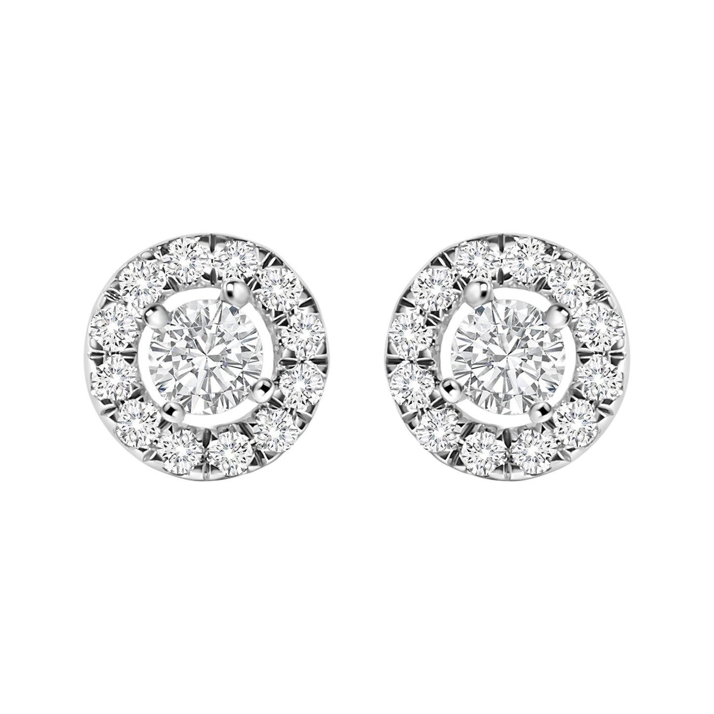 14K White Gold Lab-Grown Diamond Floating Halo Stud Earrings