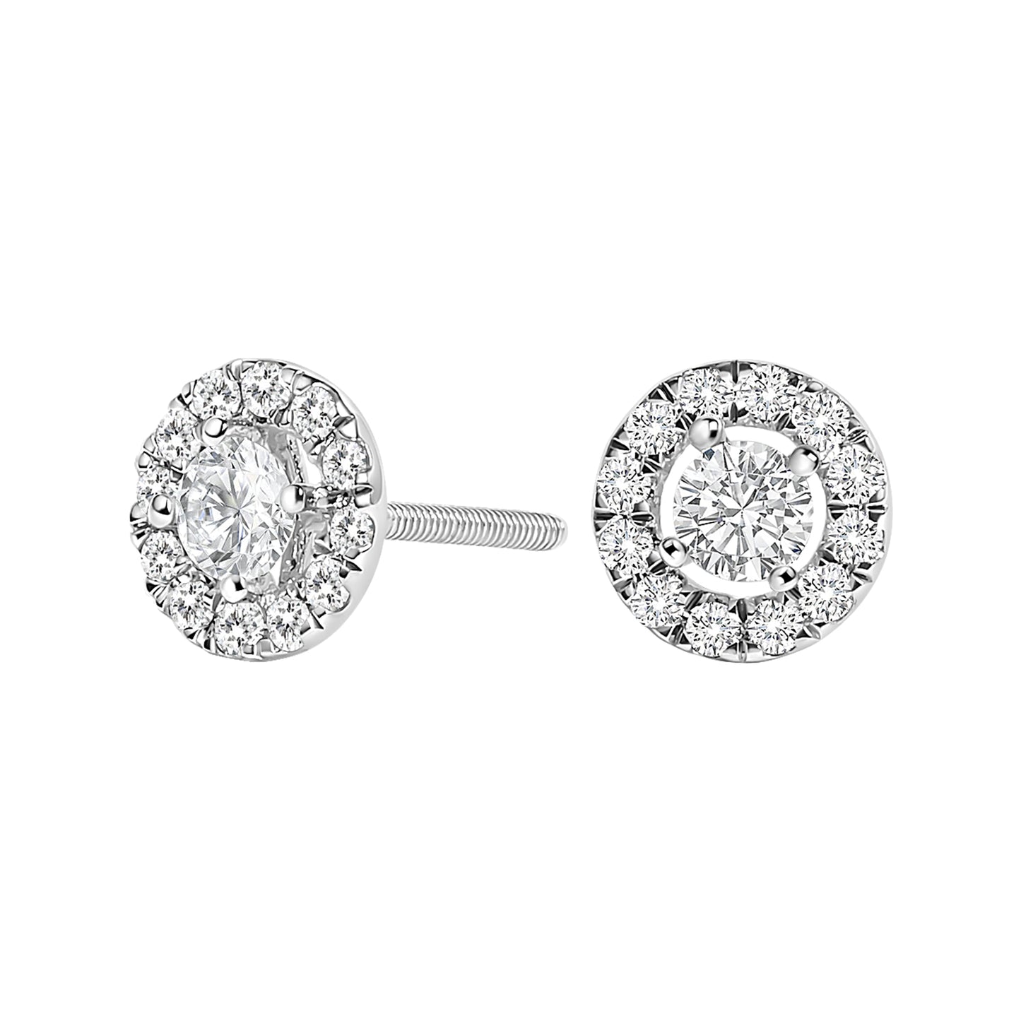 14K White Gold Lab-Grown Diamond Floating Halo Stud Earrings