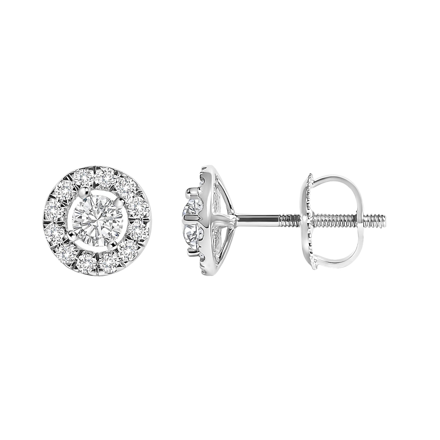 14K White Gold Lab-Grown Diamond Floating Halo Stud Earrings