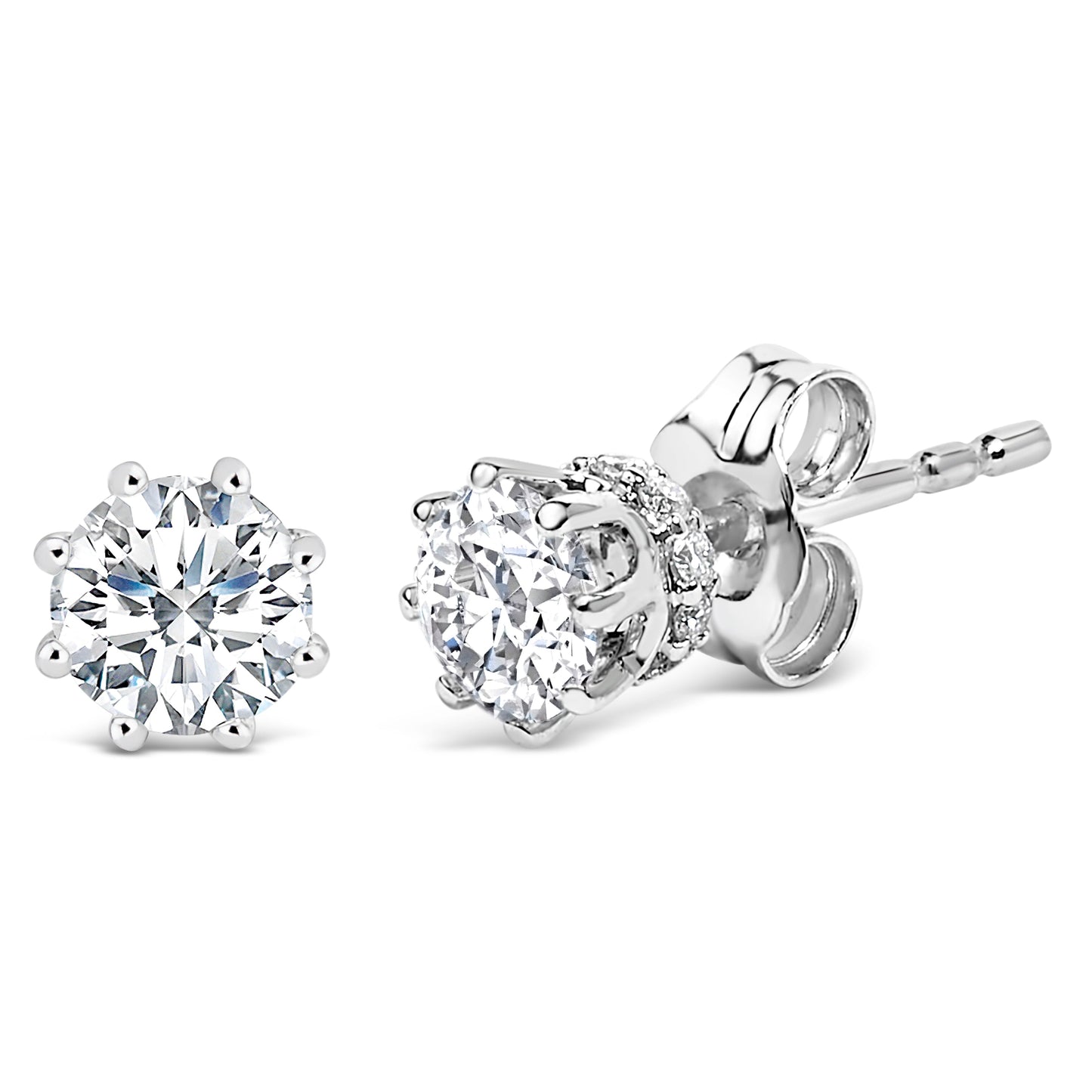 14K White Gold Lab-Grown Diamond Hidden Halo Stud Earrings