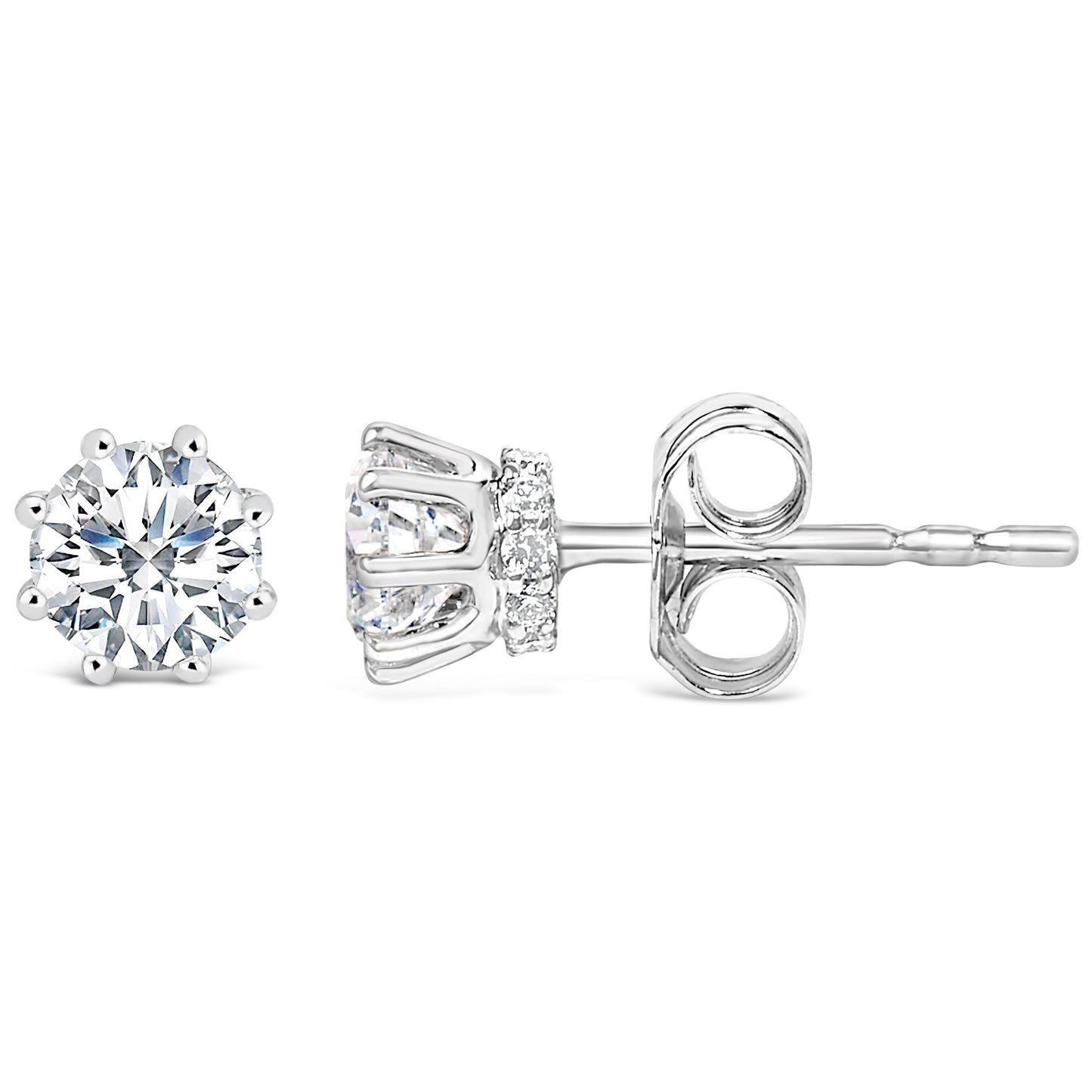 14K White Gold Lab-Grown Diamond Hidden Halo Stud Earrings