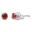 .925 Sterling Silver 3.5 MM Created Round Red Garnet Stud Earrings