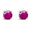 .925 Sterling Silver 3.5 MM Created Round Red Garnet Stud Earrings