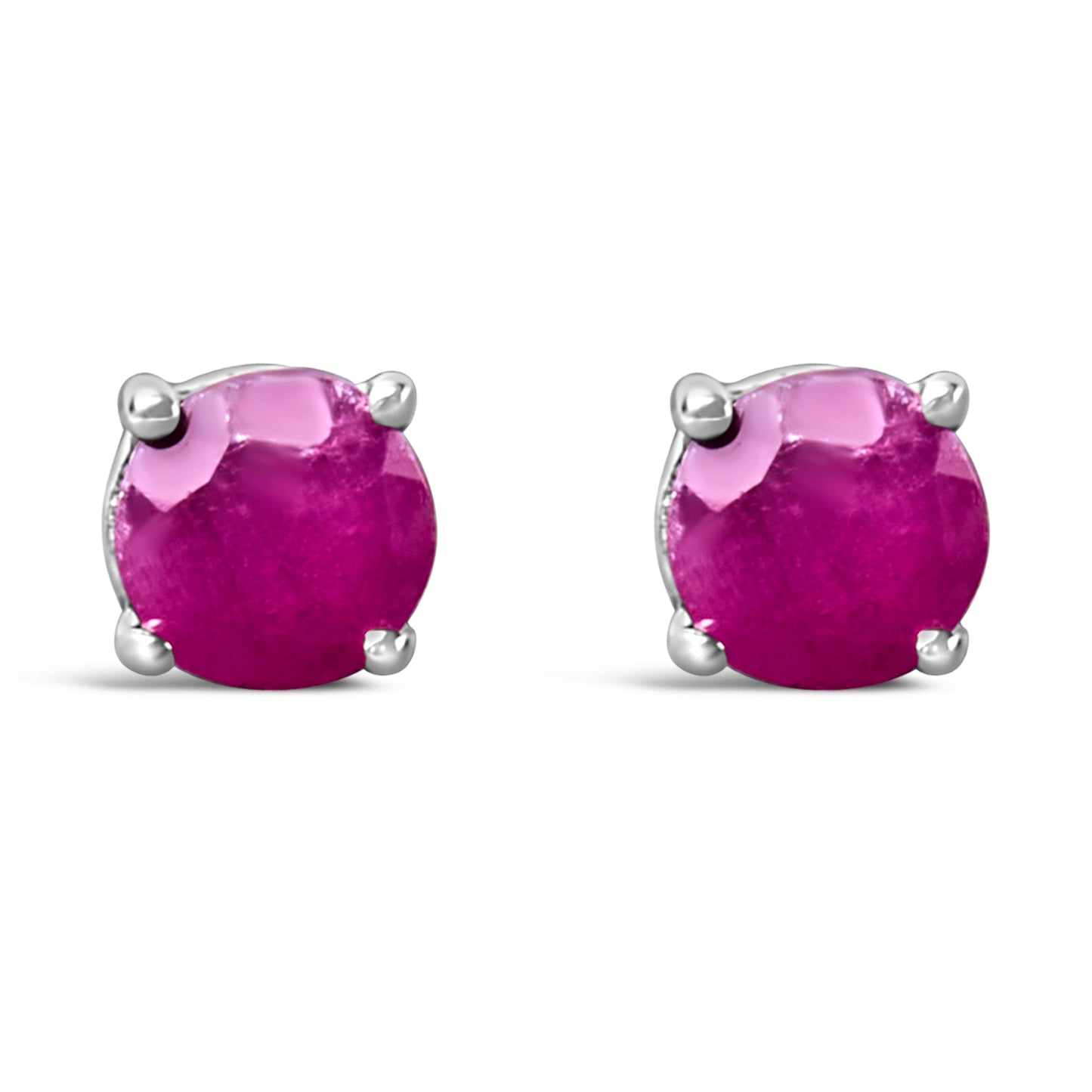 .925 Sterling Silver 3.5 MM Created Round Red Garnet Stud Earrings