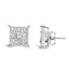 Boucles d'oreilles carrées en diamant princesse en argent sterling