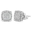 Sterling Silver Princess Cut Diamond Halo Stud Earrings