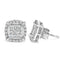 Sterling Silver Princess Cut Diamond Halo Stud Earrings