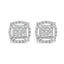 Boucles d'oreilles en argent sterling avec diamants taille princesse et halo
