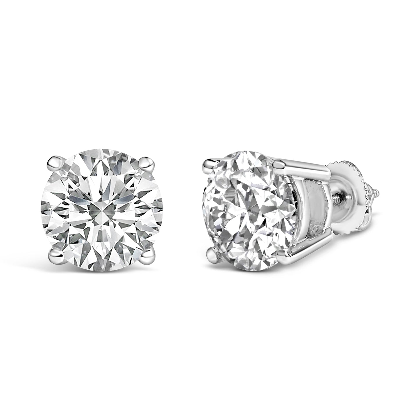 14K White Gold Lab Grown Diamond Solitaire Stud Earrings