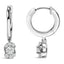 Sterling Silver Lab Grown Diamond Floral Cluster Drop Earrings