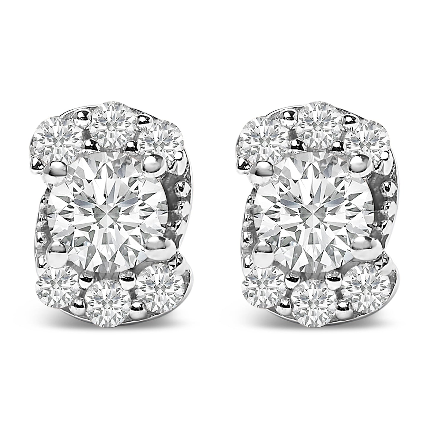 Sterling Silver Lab Grown Diamond Halo Swirl Stud Earrings