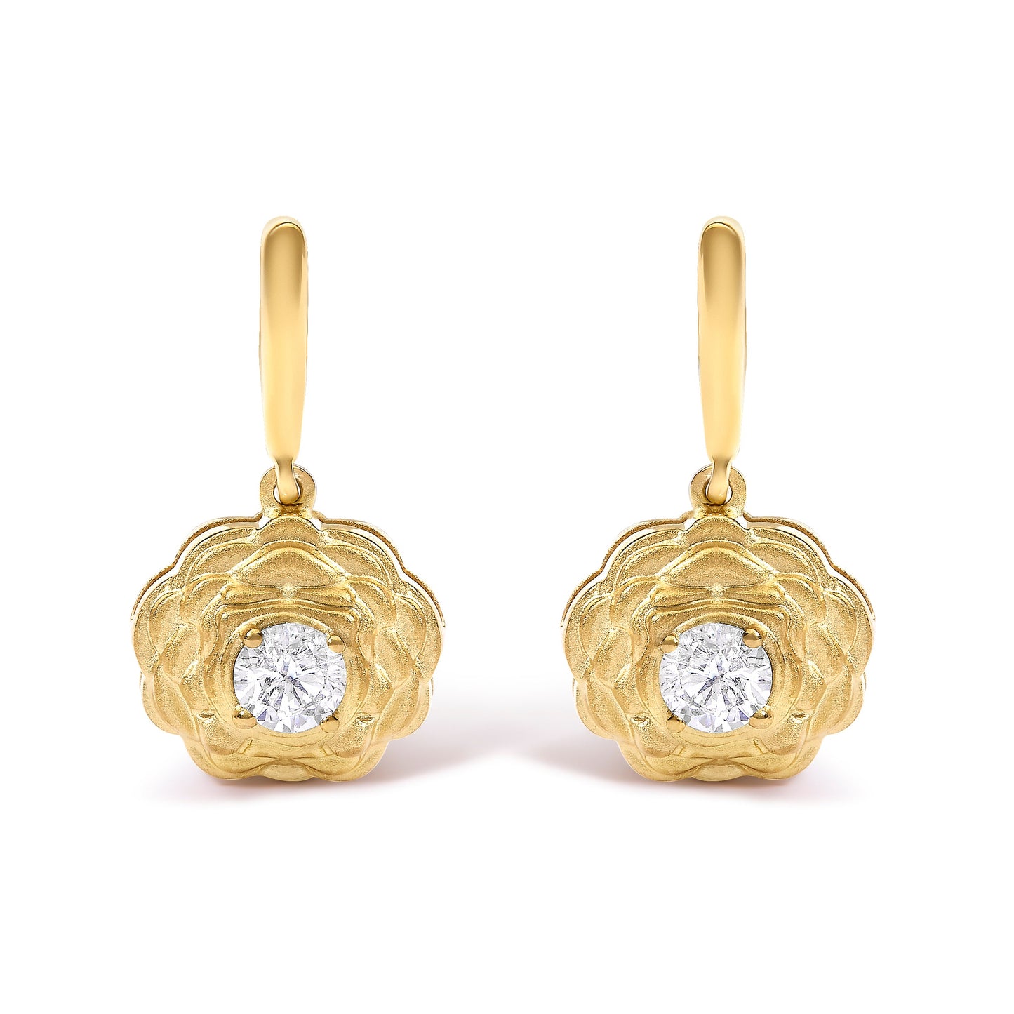 14K Yellow Gold Plated Sterling Silver Flower Drop Earrings