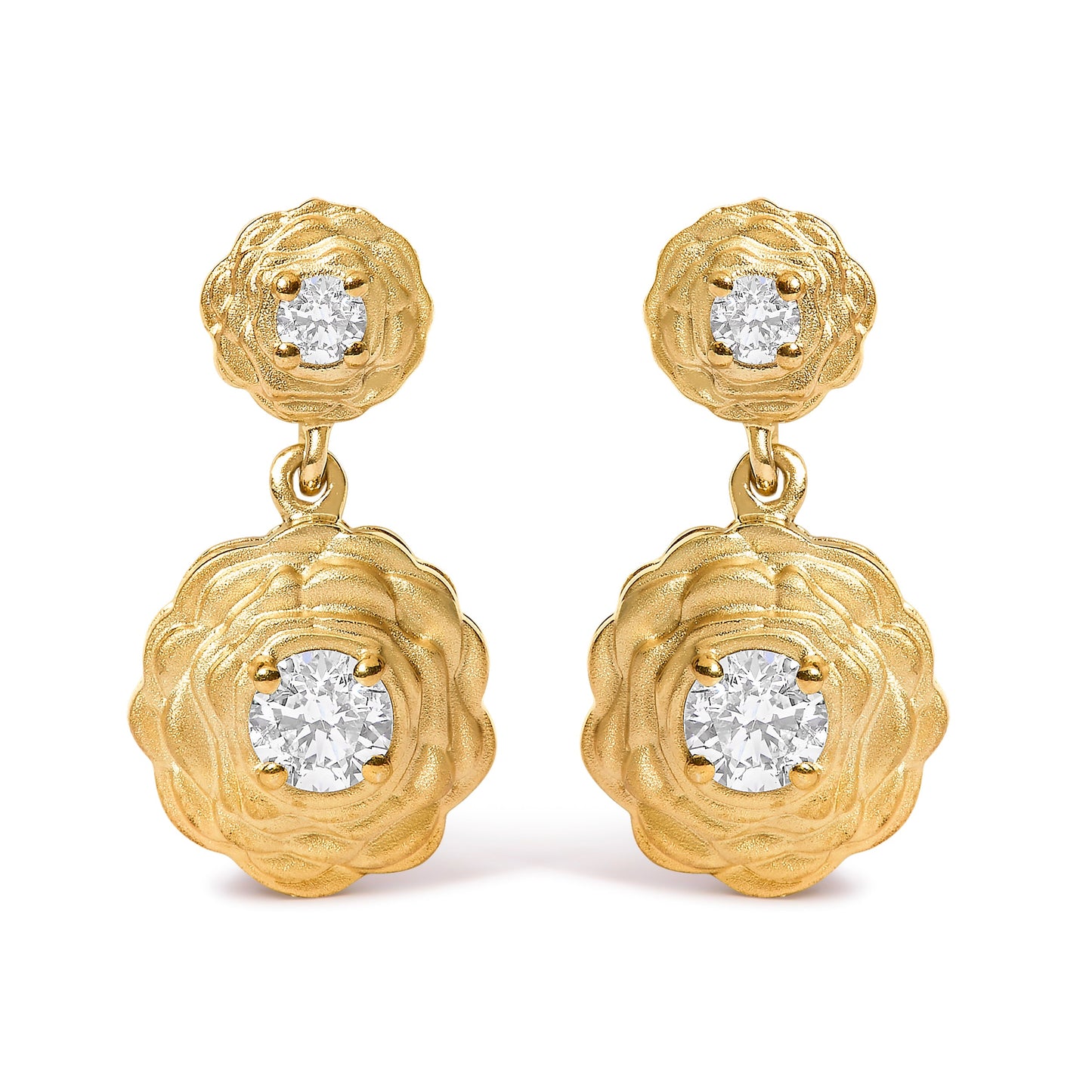 Pendientes de gota de diamante cultivado en laboratorio en plata de ley chapada en oro amarillo de 1