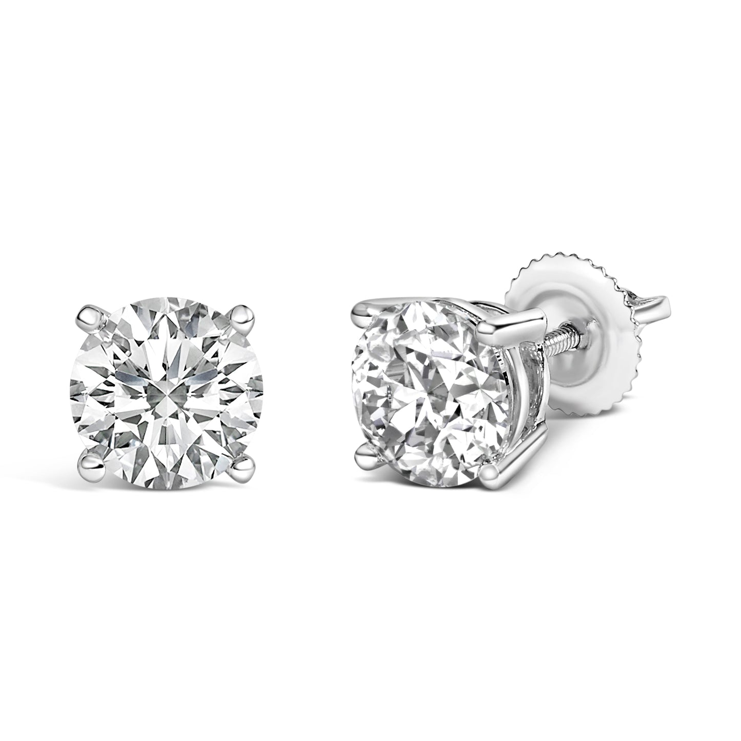 14K White Gold Lab Grown Diamond Solitaire Stud Earrings