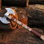 Artisan Crafted Battle Axe: Engraved Dual D2 Steel Blades with Ash Wood Handle and Leather Sheath - Korvel
