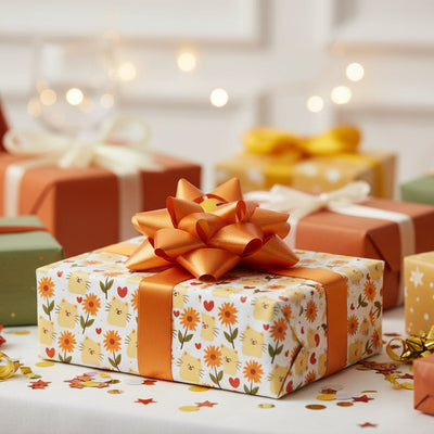 Papier Cadeau Chat Fleur – Emballage Cadeau Mignon