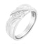 Anillo de boda de diamante de tres piedras para hombre en oro blanco de 10K - Talla 10