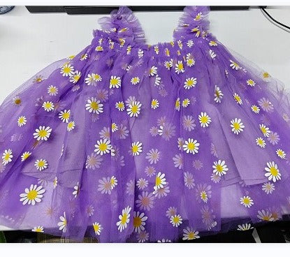 Embroidered Mesh Strapless Fluffy Princess Dress