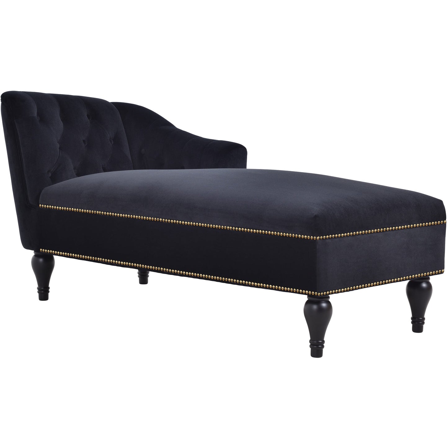 58-Inch Velvet Lounge Chair with Nailhead Trim