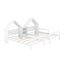 Double Twin Size Platform Bed with House Headboard and Nightstand, White