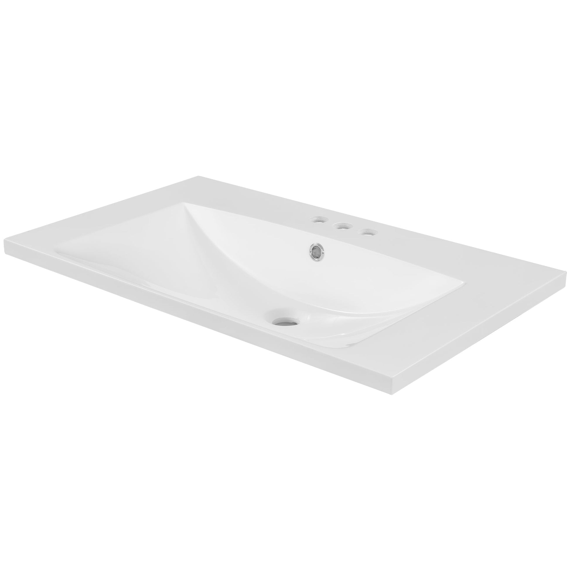 30" Single Bathroom Vanity Top with White Basin  3-Faucet Holes  Ceramic White - Korvel