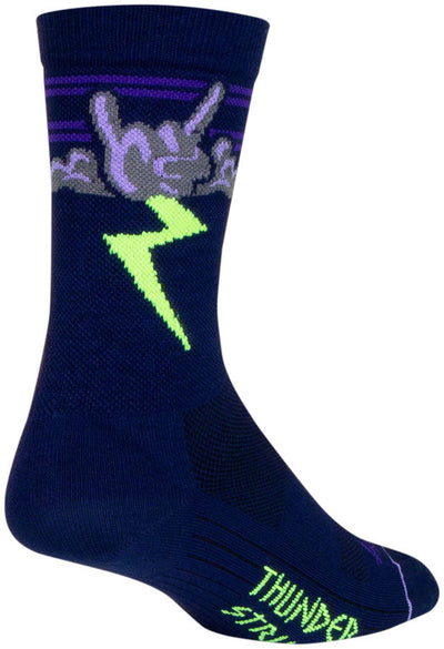 SockGuy Thunder Crew Socks - Navy/Purple/Green Small/Medium