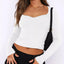 Long Sleeve Sweetheart Neck Crop T-Shirt