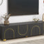 U-Can modern TV stand is suitable for TVs under 75 inches and comes with a storage cabinet top marble pattern and circular stand - Korvel