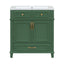 30 inch uncovered bathroom vanity with soft closed door, limited to solid wood frame bathroom storage cabinet green - Korvel