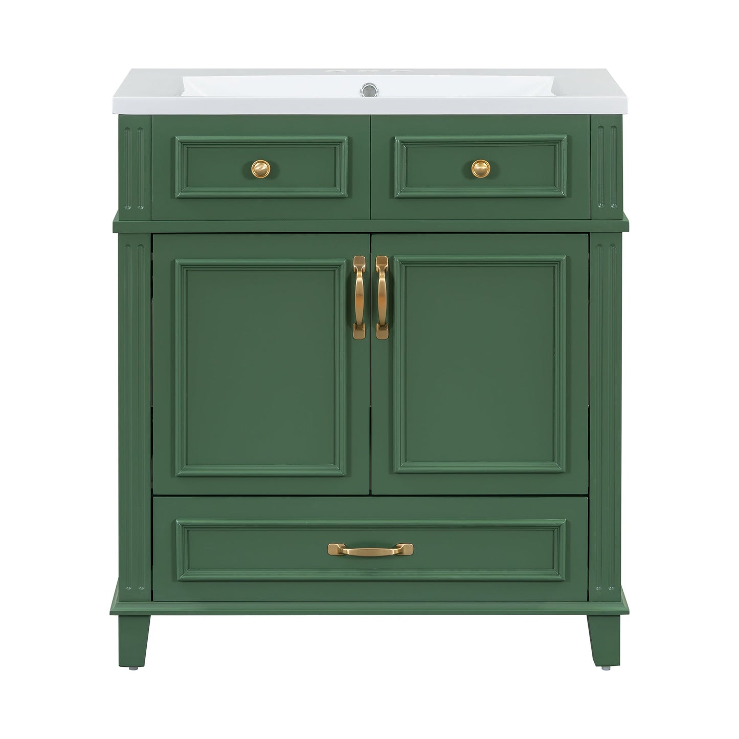 30 inch uncovered bathroom vanity with soft closed door, limited to solid wood frame bathroom storage cabinet green - Korvel