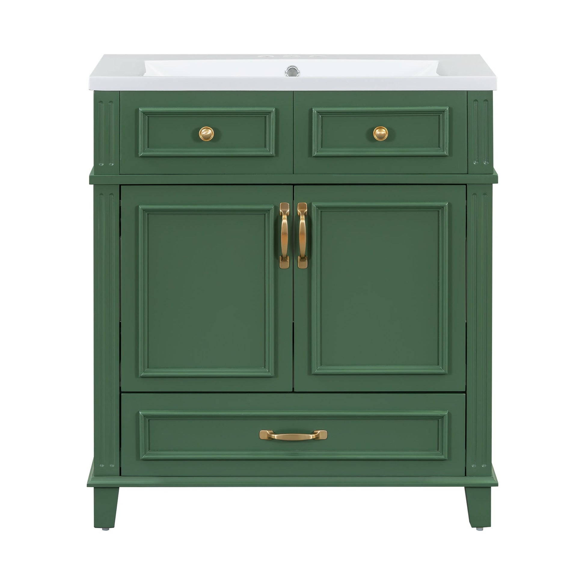 30 inch uncovered bathroom vanity with soft closed door, limited to solid wood frame bathroom storage cabinet green - Korvel