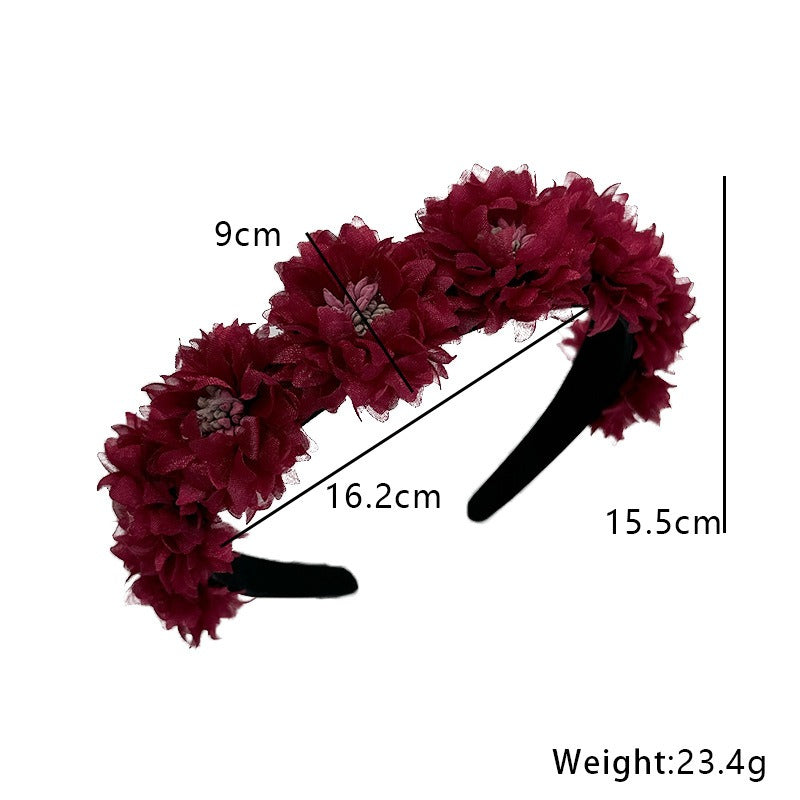 Fashionable fabric flower stamen flower hair hoop for women - Korvel