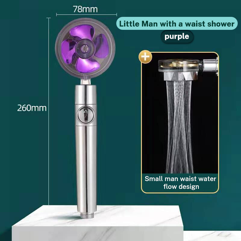 Xiao Man Waist Supercharged Sprinkler Head Dual Turbo Pressurized Propeller Fan Shower Head Shower Head - Korvel
