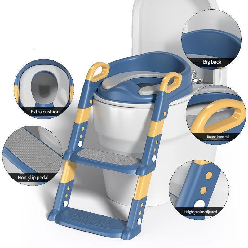 Stair Style Children's Toilet Boy and Girl Baby Toilet Folding Rack Step Stool Child Step Toilet Seat Ring Baby Potty Toilets - Korvel