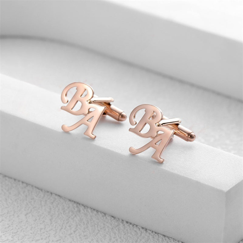 Custom French Cufflinks with English Letters