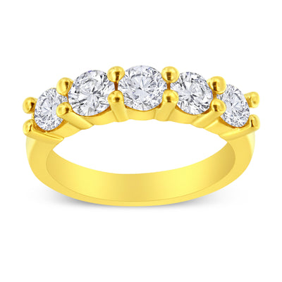 14K Yellow Gold Plated Sterling Silver Diamond Wedding Band - Size 7