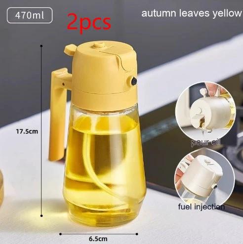 Distributeur de vaporisateur d'huile d'olive 470ML - Bouteille en verre 2-en-1 pour la cuisine