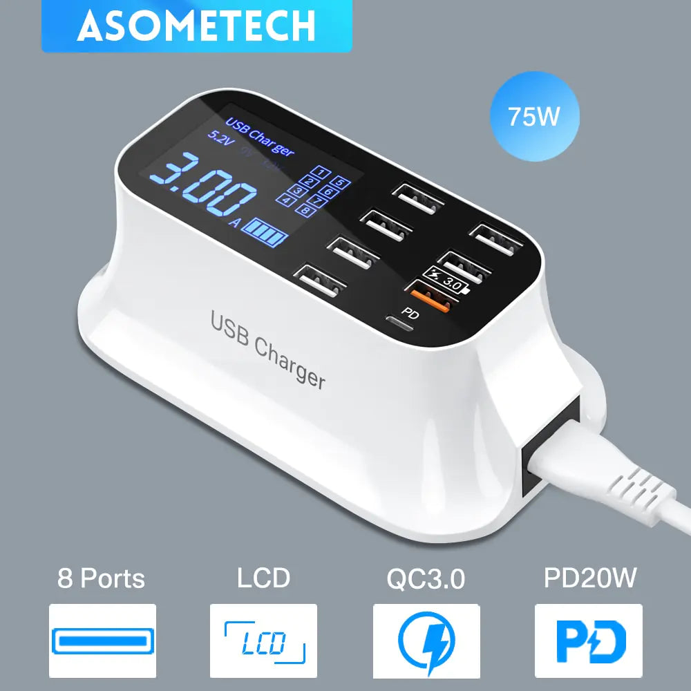 LED Display USB Charger for Multiple Devices