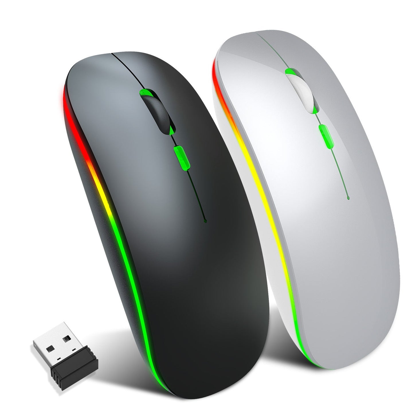 Souris sans fil lumineuse colorée 2.4G pour bureau et maison