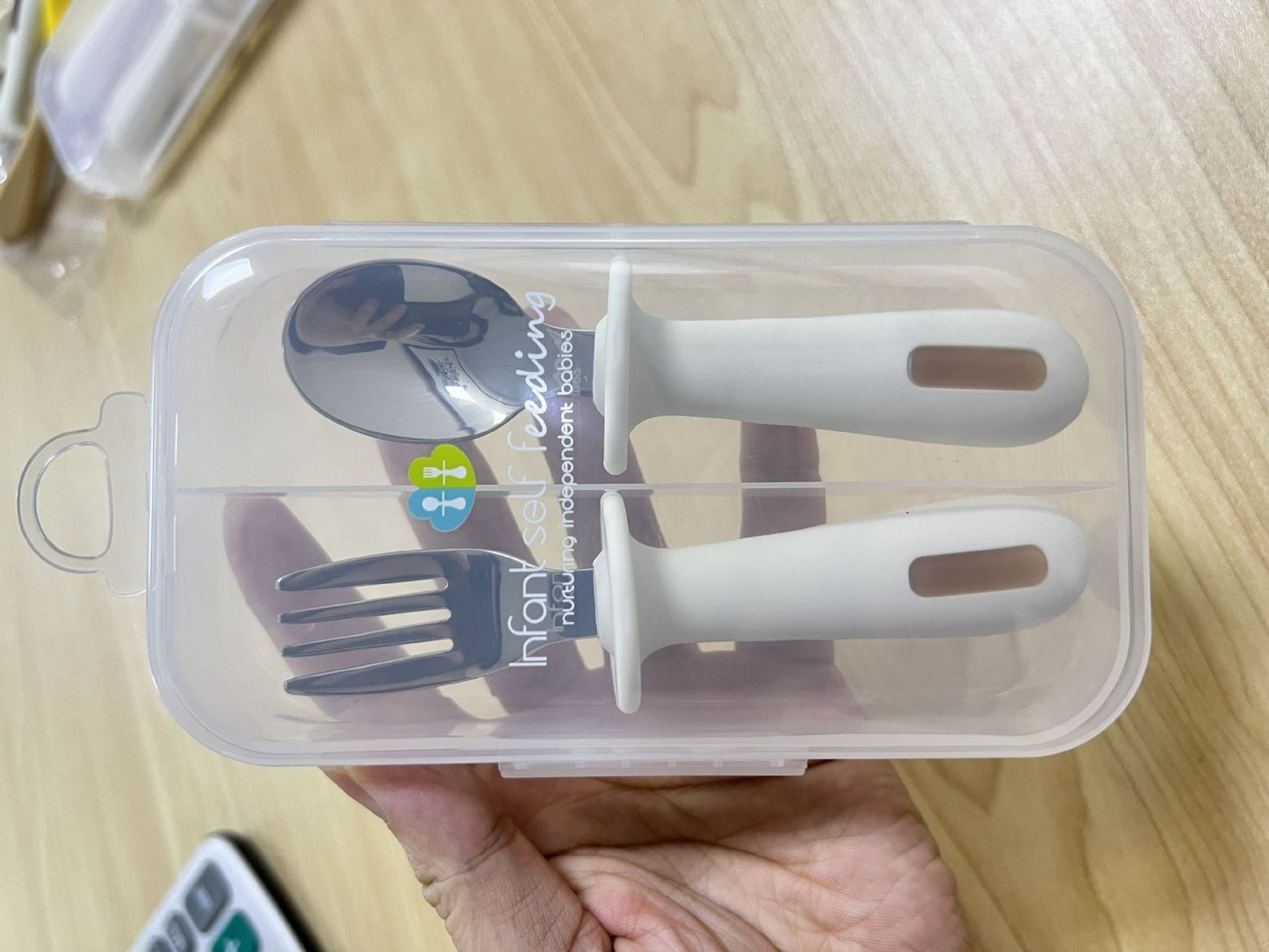 Adjustable color PPSU silicone fork and spoon set, children's stainless steel spoon and fork, baby training supplementary food tableware set of 2 pieces - Korvel