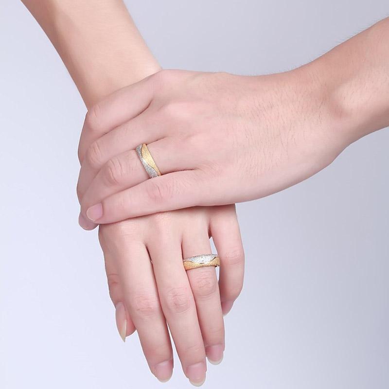 Vnox couple engagement ring for women men sand blasted - Korvel