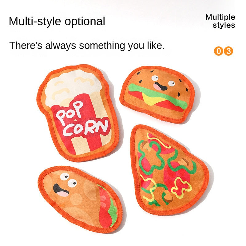 Durable Dog Toy for Chewing, Playing, and Teeth Cleaning - Fun Squeaky Anti-Boredom Design in Hamburger and French Fries Shapes for Small and Medium Dogs - Korvel