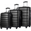 Ensemble de valises rigides noires premium de 3 pièces avec serrure TSA