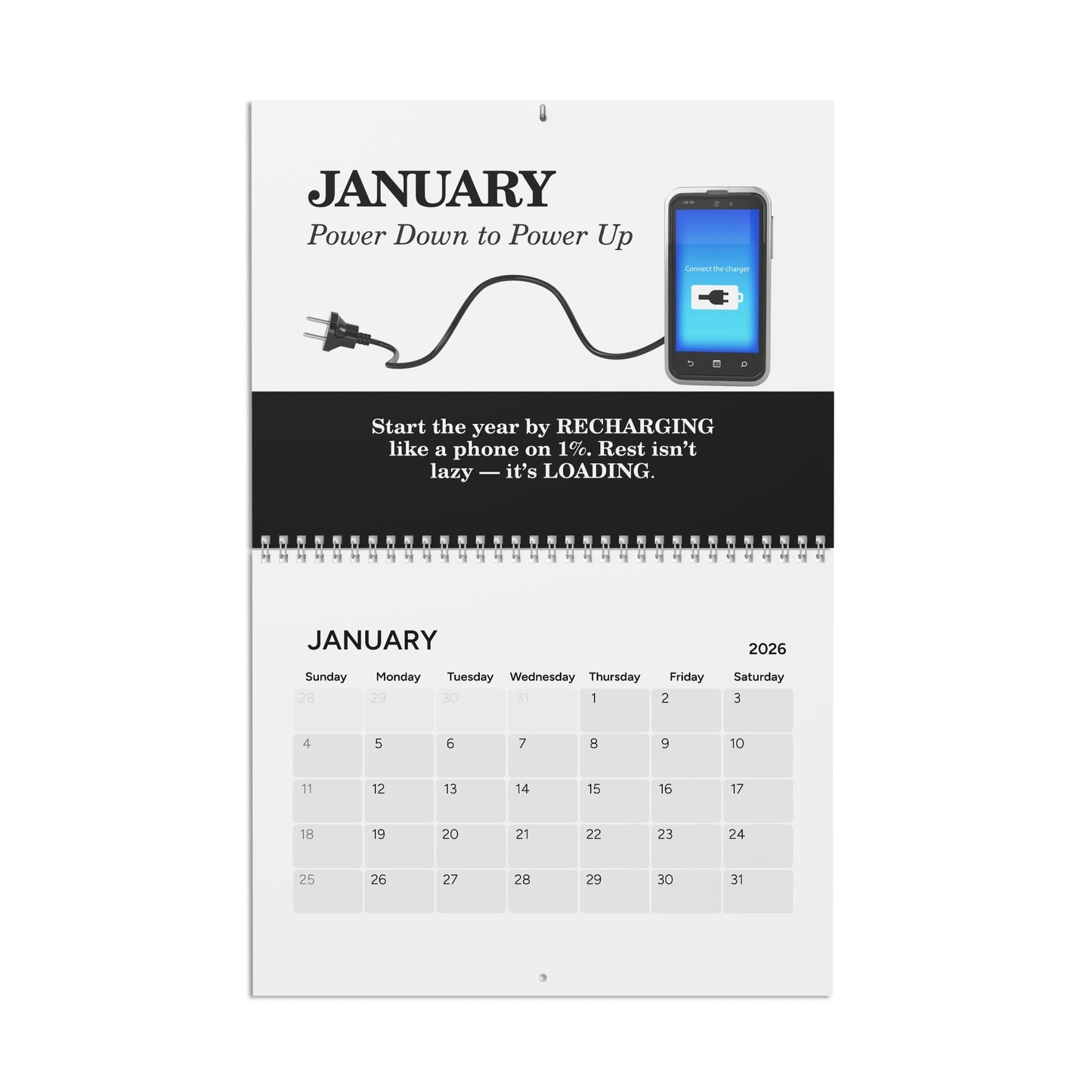 Calendrier de bureau 2026 Mind Unplugged - Une année de repos et de réinitialisation