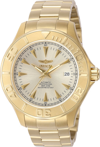 Reloj de firma para hombre Invicta - Esfera dorada y acero inoxidable