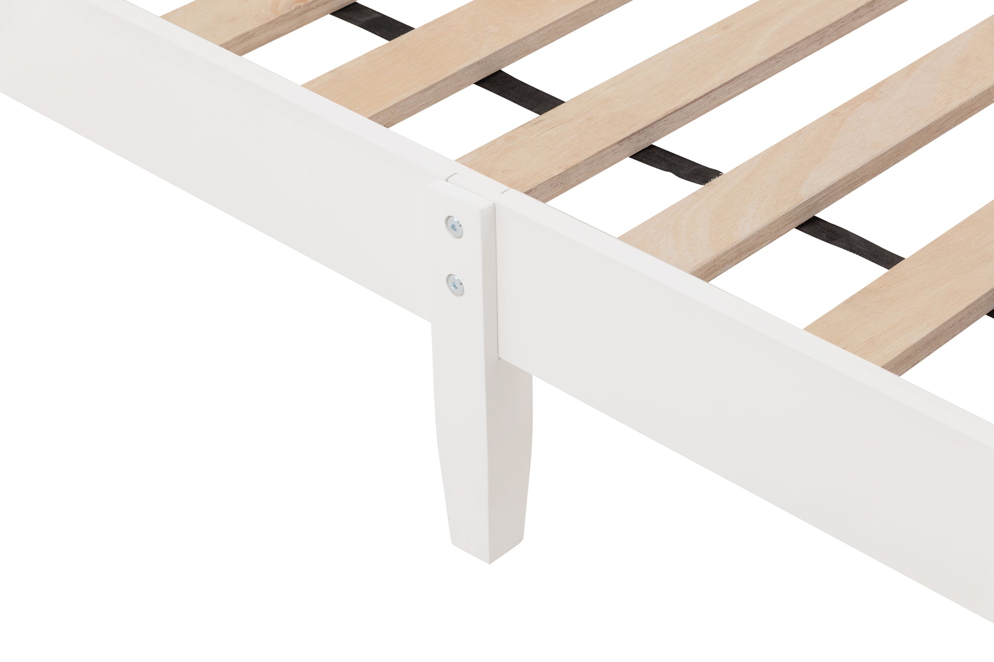Twin Bed with Column-Decoration Headboard, with Bed Slats,White - Korvel