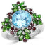 Bague de fiançailles en argent sterling .925 avec topaze bleue de 5,76 carats et grenat