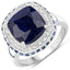 6.46 Carat Dyed Sapphire & White Topaz Sterling Silver Ring
