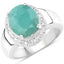 4.72 Carat Emerald and White Diamond Sterling Silver Ring