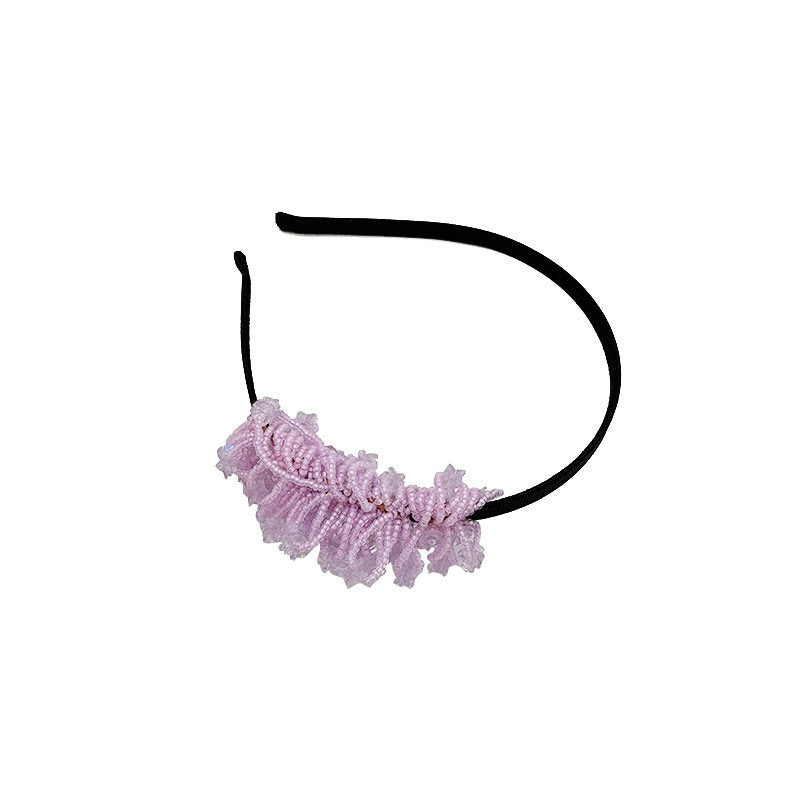 Handmade rice bead tassel flower side hair hoop for women - Korvel